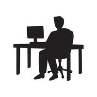 hombre frente al diseño de la silueta de la computadora. icono, signo y símbolo del programador. vector