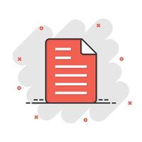 Document note icon in comic style. Paper sheet cartoon vector illustration on white background. Notepad document splash effect business concept.