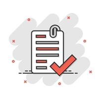 Approved document icon in flat style. Authorize vector illustration on white isolated background. Agreement check mark business concept.