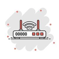 Wifi router icon in flat style. Broadband vector illustration on white isolated background. Internet connection business concept.