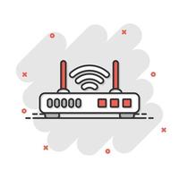 Wifi router icon in flat style. Broadband vector illustration on white isolated background. Internet connection business concept.