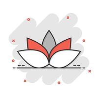 Lotus icon in comic style. Flower leaf cartoon vector illustration on white isolated background. Blossom plant splash effect business concept.