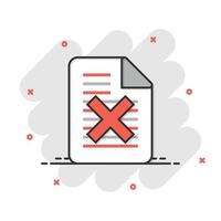 Document error icon in comic style. Broken report cartoon vector illustration on white isolated background. Damaged splash effect business concept.