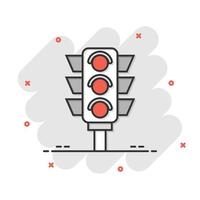 Semaphore icon in flat style. Traffic light vector illustration on white isolated background. Crossroads business concept.