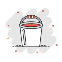 Bucket icon in flat style. Garbage pot vector illustration on white isolated background. Pail business concept.