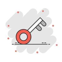 Key icon in flat style. Password vector illustration on white isolated background. Access business concept.