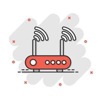 Wifi router icon in flat style. Broadband vector illustration on white isolated background. Internet connection business concept.