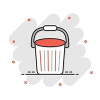 Bucket icon in flat style. Garbage pot vector illustration on white isolated background. Pail business concept.