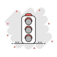 Semaphore icon in flat style. Traffic light vector illustration on white isolated background. Crossroads business concept.