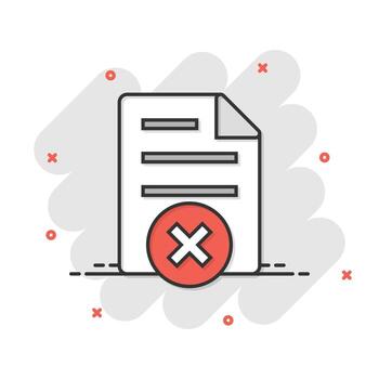 Document error icon in comic style. Broken report cartoon vector illustration on white isolated background. Damaged splash effect business concept.