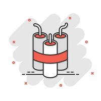 Bomb icon in comic style. Dynamite cartoon vector illustration on white isolated background. C4 tnt splash effect business concept.