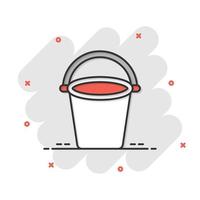 Bucket icon in flat style. Garbage pot vector illustration on white isolated background. Pail business concept.