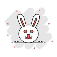 icono de conejo en estilo cómico. ilustración de vector de dibujos animados de conejito sobre fondo blanco aislado. feliz concepto de negocio de efecto de salpicadura de Pascua.