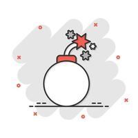 Bomb icon in comic style. Dynamite cartoon vector illustration on white isolated background. C4 tnt splash effect business concept.