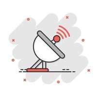Satellite antenna tower icon in flat style. Broadcasting vector illustration on white isolated background. Radar business concept.