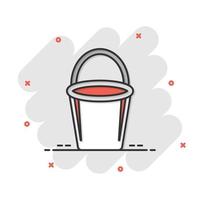 Bucket icon in flat style. Garbage pot vector illustration on white isolated background. Pail business concept.