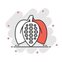 Cocoa bean icon in flat style. Chocolate cream vector illustration on white isolated background. Nut plant business concept.