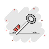 Key icon in flat style. Password vector illustration on white isolated background. Access business concept.