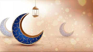 animierte islamische ramadan-hintergründe, mond und laterne video