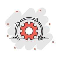 Workflow icon in comic style. Gear effective cartoon vector illustration on white isolated background. Process organization splash effect business concept.