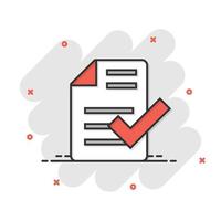 Approved document icon in flat style. Authorize vector illustration on white isolated background. Agreement check mark business concept.