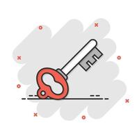 Key icon in flat style. Password vector illustration on white isolated background. Access business concept.