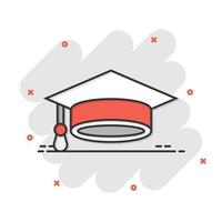 icono de sombrero de graduación en estilo plano. Ilustración de vector de gorra de estudiante sobre fondo blanco aislado. concepto de negocio universitario.