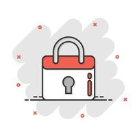 Locker icon in flat style. Padlock password vector illustration on white isolated background. Key unlock business concept.