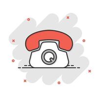 Mobile phone icon in comic style. Telephone talk cartoon vector illustration on white isolated background. Hotline contact splash effect business concept.