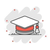 Graduation hat icon in flat style. Student cap vector illustration on white isolated background. University business concept.