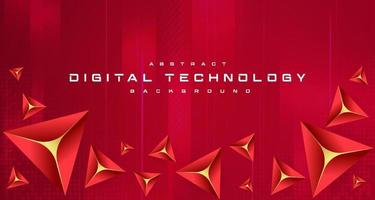 Abstract digital technology futuristic polygonal red background, Cyber science tech, Innovation communication future, Ai big data, internet network connection, Cloud hi-tech poly illustration vector