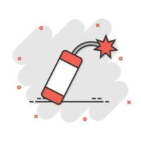 Bomb icon in comic style. Dynamite cartoon vector illustration on white isolated background. C4 tnt splash effect business concept.