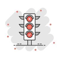 Semaphore icon in flat style. Traffic light vector illustration on white isolated background. Crossroads business concept.