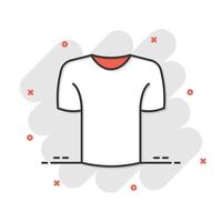 Tshirt icon in comic style. Casual clothes cartoon vector illustration on white isolated background. Polo wear splash effect business concept.