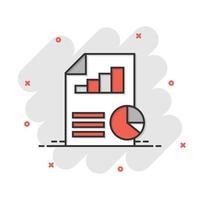 Financial statement icon in comic style. Document cartoon vector illustration on white isolated background. Report splash effect business concept.