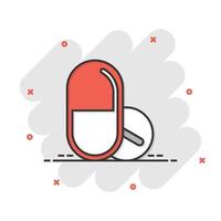 Pill capsule icon in flat style. Drugs vector illustration on white isolated background. Pharmacy business concept.