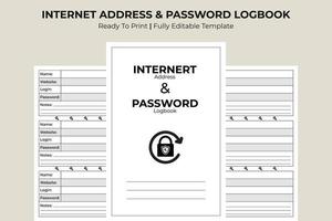 Internet address and password logbook vector