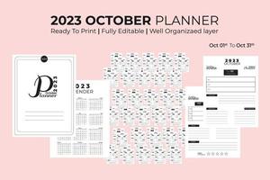 October Daily Planner 2023 vector