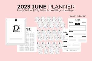 June Daily Planner 2023 vector