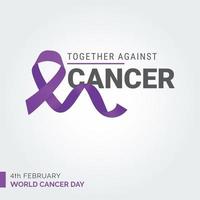 juntos contra la tipografía de cinta de cáncer. 4 de febrero dia mundial contra el cancer vector