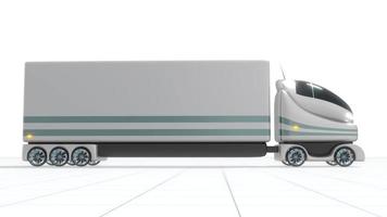 caminhão autônomo futurista isolado no fundo branco - conceito de transporte de mercadorias