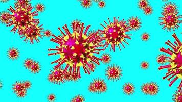 Many Coronavirus, Covid-19 Virus Molecules - Isolated on Blue Background