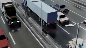 carros dirigindo em uma ponte - vista de cima, câmera rotativa - conceito de transporte rodoviário video