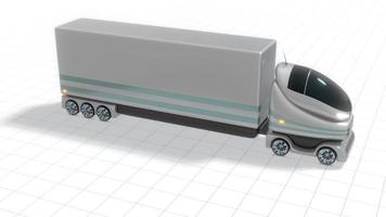 trogen autonom lastbil isolerat på vit bakgrund - frakt transport begrepp video