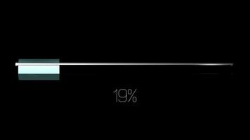 barra de progreso de descarga: de 0 a 100 por ciento sobre fondo negro video