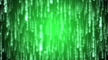 código binario verde cayendo - concepto de matriz. la cámara se mueve a través de los dígitos que caen