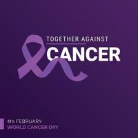 Together Against Cancer Ribbon Typography. 4th February World Cancer Day vector