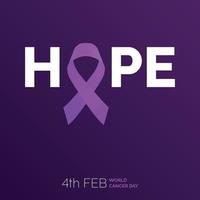 tipografía de cinta de esperanza. 4 de febrero día mundial contra el cáncer vector