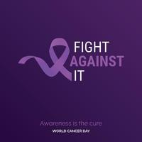 Fight Against It Ribbon Typography. Awareness is the cure - World Cancer Day vector