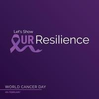 mostremos nuestra tipografía de cinta de resiliencia. 4 de febrero dia mundial contra el cancer vector